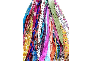 21 Yards Unstitched Recycled Sari Silk Yarn Ribbon Tassels 21 Strips SKEINS Shades Recycled Journal Scrapbook Craft Project Decor DS360 (Mixed: Fabric Sourcing and Quality Notes