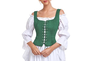 Womens Renaissance Corset Pirate Vest Jacquard Green Corset L: Jacquard Weave and Production Notes