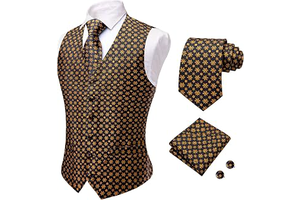 Men Christmas Vest Red/Green Xmas Holiday 5/6/7PCS Vest Tie Set: Jacquard Weave and Production Notes