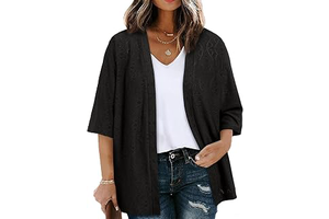 Plus Size Cardigan for Women Half Sleeve Knitted Jacquard Summer Kimono Cover up Tops(1X-5X): Jacquard Weave and Production Notes