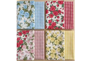 8 Pcs 10x10 Inch Cotton Fabric Squares Rose Floral Gingham Print Precut Patchwork Quilting Bundles DIY Sewing Scrapbooking Cushion Craft Supplies: Print Design and Production Notes