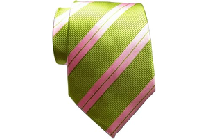 New Classic Striped Green Pink JACQUARD WOVEN Silk Men's Tie Necktie: Jacquard Weave and Production Notes