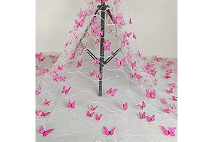 3D Vivid Butterflies Mesh Lace Fabric French Tulle lace for DIY Wedding Dress Costume Accessories Flower Girl Gown Dress Bridal Veil Home Decor: Ombre Dyeing and Production Notes