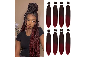 8 Pack Ombre Braiding Hair Pre Stretched - 26" 100G/Pack Premium Pre Stretched Braiding Hair Extensions, Professional Itch Free Hot Water: Ombre Dyeing and Production Notes