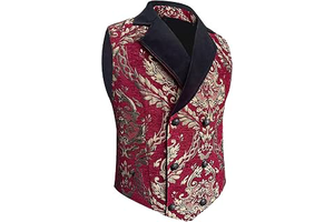 Mens Victorian Steampunk Vest Gothic Double Breasted Corset Waistcoat Masquerade brocade Jacquard Goth Costume: Jacquard Weave and Production Notes
