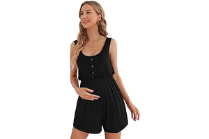 Verdusa Women's Maternity Romper Lightweight Button Jumpsuit Shorts: OEM Production and Sizing Notes