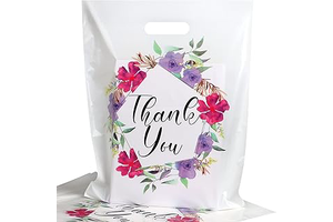 Floral Thank You Bags for Business Small, 50 PCS 12x15 Plastic Bags: Print Design and Production Notes