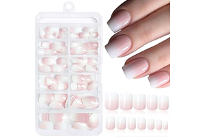 144pc Ombre Press on Nails Short Fake Nails-Square Glue on Nail Press ons: Ombre Dyeing and Production Notes