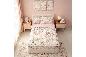 Spring Floral Zipper Bedding Twin Lavender Flower Floral Zip Up Bedding Set for Boys and Kids, Modern Minimalist Bed in a Bag Elegant: Print Design and Production Notes