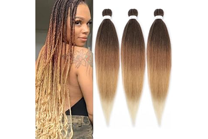1B/30/27/613# 4 Tones Ombre Braiding Hair Pre stretched 30 Inch 3 Packs Yaki Texture Hot Water Setting Hair Extensions for Box Braids: Ombre Dyeing and Production Notes