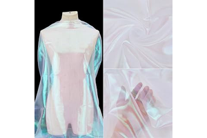 2 Yards Iridescent Organza Fabric, 59 Inch Rainbow Laser Gradient Holographic Gauze Fabric, Sheer Organza Shiny Tulle Fabrics for DIY Dress: Ombre Dyeing and Production Notes