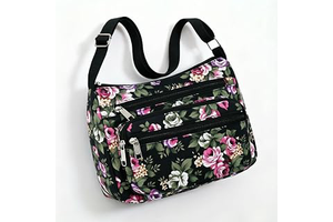 Floral Printed Crossbody Bag, Multi-Pocket Canvas Shoulder Purse with Adjustable Strap (Blue): Print Design and Production Notes