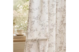 jinchan Taupe Floral Linen Curtains 84 Inch Farmhouse Back Tab 2 Panels: Print Design and Production Notes