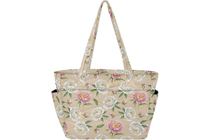 Floral Flowers Leaves Beige Print Quilted Tote Bag for Women Puffer Totes with Zippers Shoulder Handbag for Work Travel Gym: Print Design and Production Notes