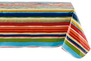 DII Vinyl Tabletop Collection Indoor/Outdoor Spill-Proof Flannel Backed Tablecloth, Rectangle, 60x102, Summer Stripe: Fabric Sourcing and Quality Notes