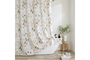 OVZME Floral Printed Shower Curtain 72 Inch Length, Farmhouse Soft Fabric Watercolor Leaf Floral Waterproof Shower Curtain for Bath Bathtub: Print Design and Production Notes