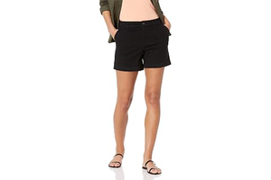 Women's Mid-Rise Slim-Fit 5 Inch Inseam Khaki Shorts (Available in Straight and Curvy Fits): OEM Production and Sizing Notes