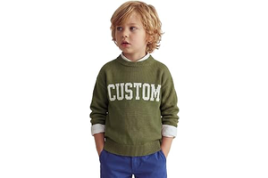 Baby Knit Long Sleeve Crewneck Sweater, Custom Name Sweater, Baby Boy Gifts, Birthday Gifts for Infant, Toddler Sweatshirt: Jacquard Weave and Production Notes