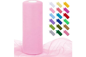 JeogYong Pink Tulle Fabric Rolls 12 Inch by 100 Yards Polyester Netting Fabric Mesh Tulle Ribbon for Tutu Skirts, Gift Wrapping: Ombre Dyeing and Production Notes