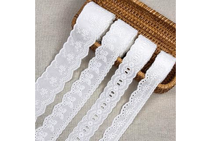 White Cotton Eyelet Lace Ribbon Set, Floral Embroidery Lace Trim with Wavy Scalloped Edge, Vintage Sewing Trim for Dresses, DIY Crafts and Home: Fabric Sourcing and Quality Notes