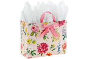 Hallmark 10" Large Gift Bag with Tissue Paper (Pink Floral with Bow): Print Design and Production Notes