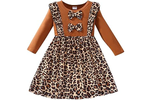 Toddler Girls Long Sleeve Dresses Winter Warm Splicing Bowknot A-line Dress: OEM Production and Sizing Notes
