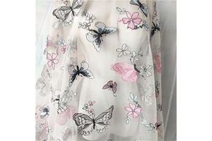 51" Width Colorful 3D Vivid Butterfly Lace Fabric Exquisite Flower Embroidery Soft Tulle Lace Fabric for Wedding Bridal Lace Dress Party Dress: Ombre Dyeing and Production Notes
