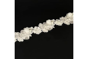 Vintage Flower White Pearl Bead Lace Trim Ribbon Floral Appliques Embroidered Lace Fabric for Sewing Craft Wedding Bridal Dress Clothes Costume: Fabric Sourcing and Quality Notes