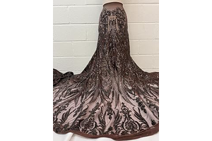 Brown Sequins Mesh Lace Fabric - Sell by The Yard - 52" Width 4 Way Stretch Mesh- Evening Gown, Wedding Dress Fabric, Prom Dance Couture: Fabric Sourcing and Quality Notes
