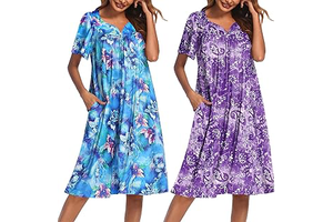 2 Pack House Dresses for Women with Pockets Short Sleeve Moo Moos: OEM Production and Sizing Notes