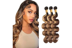 Ombre Human Hair Bundles Ombre Bundles Human Hair Brown and Honey Blonde P427 Body Wave Bundle Unprcessed Color 1BP427 Brown Bundle 150g 12 14: Ombre Dyeing and Production Notes