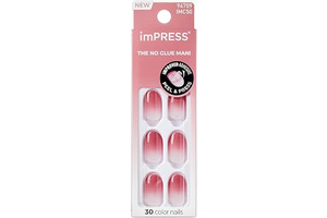 Impress Color Ombre Press On Nails, 'Beat The Heat', Pink, Short Oval, PureFit Technology, Patented Super Hold Adhesive, Chip Proof, Smudge: Ombre Dyeing and Production Notes