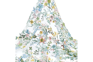 NBEADS 1 Yard Embroidered Flower Fabric, 63inch Polyester Mesh Embroidered Lace Trim Embroidery Tulle Fabric Garment Accessories for Dress Table: Ombre Dyeing and Production Notes