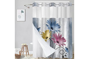 Hookless Shower Curtain with Snap in Liner, Blue Colorful Floral, 72W x 75L: Print Design and Production Notes