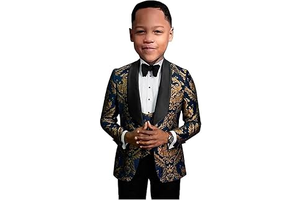Jacquard Suit for Boys, Slim Fit Formal Toddler Tuxedo Suit Set Blazer Vest with Pants, Kids Wedding Ring Bearer Outfit: Jacquard Weave and Production Notes