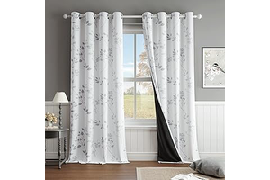 Beauoop Floral 100% Blackout Curtains for Bedroom Grey White 52X84 2 Panels: Print Design and Production Notes