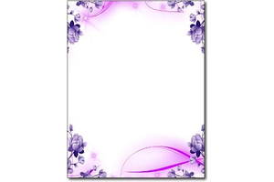 Purple Passion Floral Printable Letterhead Stationery Paper - 50 Sheets - 8.5" x 11" Decorative Writing Paper - 28lb Bond (105gsm) for: Print Design and Production Notes