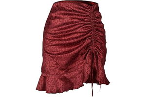 Women's Jacquard Side Split Slit Stain Drawstring Ruched High Waist Mini Short Silk Skirt: Jacquard Weave and Production Notes