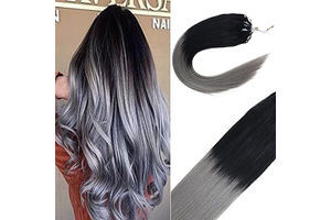 Micro Beads Hair Extensions Remy Human Hair Ombre Black to Silver Gray Micro Ring Loop Tip Real Human Hair Extensions Ombre Dip Dye 2-Tones: Ombre Dyeing and Production Notes