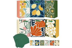 qiqee 7.9"x4.3"x9.6" 6PCS Clash Flowers Paper Gift Bags with Tissue Paper Handles Medium Size Bags（ Tissue Paper ）: Print Design and Production Notes