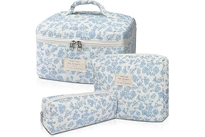 Gosect Makeup Bag, Large Quilted Cosmetic Bag, Big Floral Make Up Bag for Women Girls, Cute Cotton Makeup Bag Set, Flower Travel Toiletry: Print Design and Production Notes