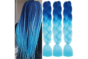 Blue Ombre Braiding Hair Extensions for Women 3 Packs 100g/Pack: Ombre Dyeing and Production Notes