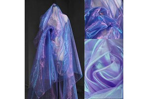 3.3 Yard Magic Purple Organza Fabric with Holographic Iridescent Effect, 59-inch Wide, Perfect for Halloween, Wedding, DIY Projects, Dress: Ombre Dyeing and Production Notes