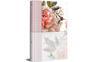 KJV Holy Bible, Large Print Medium Format, Pink Cloth Hardcover with Floral Design, Ribbon Marker, Red Letter (KJV Medium Size Large Print: Print Design and Production Notes