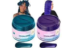 INH Hair Dye Set - Aquamarine Blue Green & Amethyst Dark Purple Semi Permanent Hair Color Duo, Vegan Color Depositing Conditioner, Ammonia &: Ombre Dyeing and Production Notes