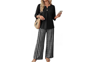 Two Piece Sets for Women 3/4 Length Sleeve Lounge Sets Summer Spring Vacation Travel Outfits Fashion Clothing: OEM Production and Sizing Notes