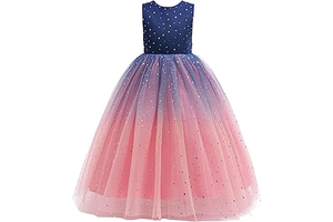 Princess Sparkle Tulle Dress Flower Girls Ombre Dresses Bridesmaid Wedding Pageant Party Holiday Ball Gown: Ombre Dyeing and Production Notes