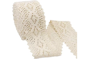 Beige Lace Ribbon 8 Yards Crochet Lace Trim Extra Wide Cotton Sewing for Crafts, Gift Package Wrapping, Bridal Wedding Decoration, Scrapbooking: Jacquard Weave and Production Notes
