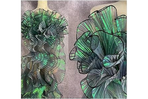 5 Yards Retro Ruffle Pleated Chiffon Trim Dress Bag Decoration Tulle Fabric Applique Craft (Gradient Change Aurora Green): Fabric Sourcing and Quality Notes
