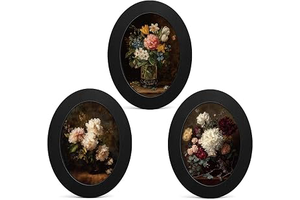 3Pcs Vintage Floral Small Oval Wall Art Framed Dark Cottagecore Decor: Print Design and Production Notes